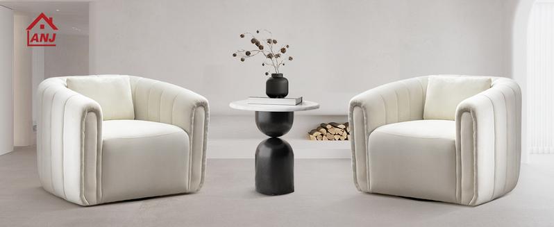 [TikTokShopBlackFriday] Ebello Swivel Feature Chair with Plump Pillow, Modern Channel Dutch Velvet Upholstery Chair, Comfortable Round Armchair, Swivel Bucket Chair for Kindergarten Living Room Bedroom