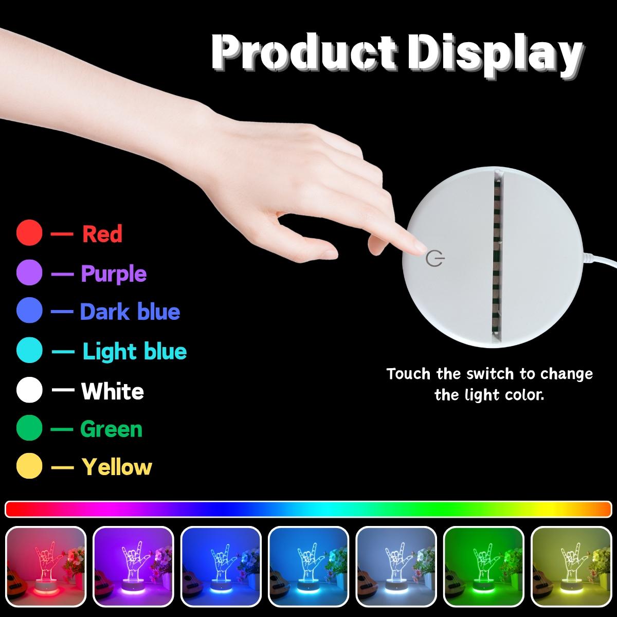 Creative Rock Gesture USB Powered 3D Night Light, Touch Switch Color Changing, Ideal Bedroom & Living Room Decor, Perfect Birthday Gift