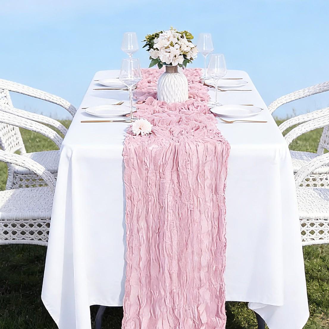 1/6/10pcs Light  Pink Table Runner Bohemian Country-Style Table Runner, Suitable for Weddings, Baby Baptism Parties and Holiday Decorations