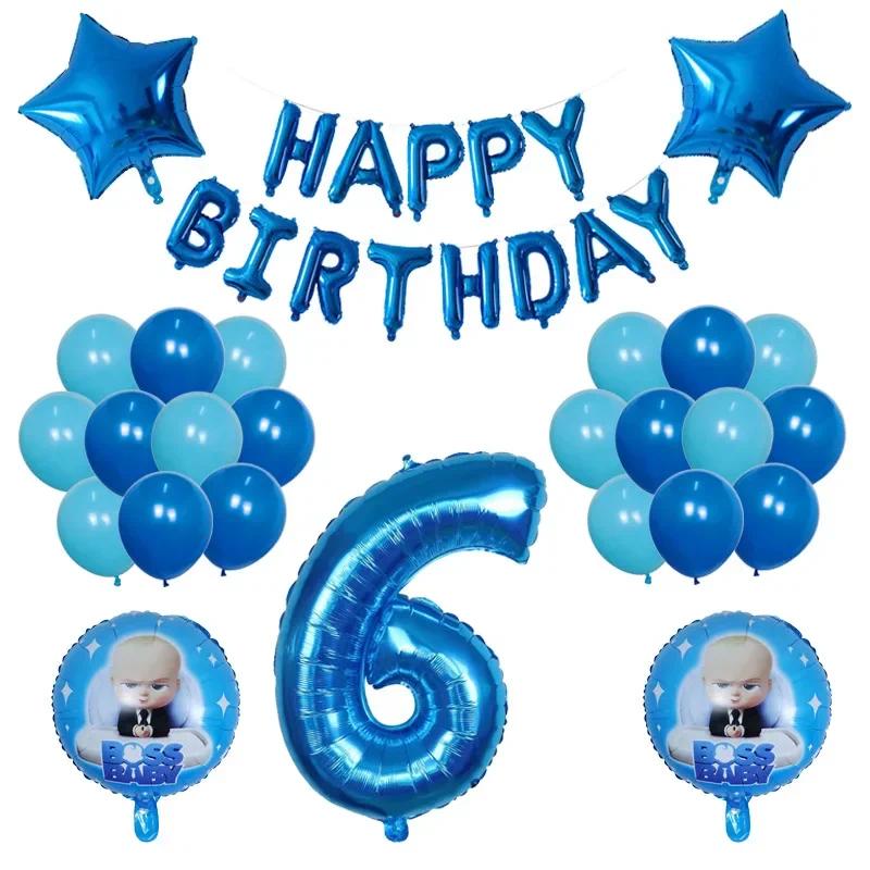 Boss Baby Birthday Aluminum Balloon Party Set Cartoon Digital Birthday Decoration
