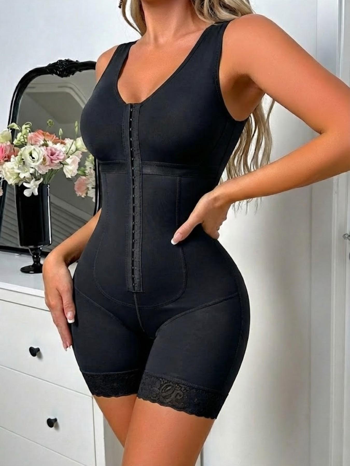 1 Count Women's Slimming Body Shaper Jumpsuit Fajas Colombian Shapewear Tummy Control Butt Lifter, Body Shaping Underwear, High Compression Shapewear Bodysuit with Adjustable Hooks & Lace Trim, Postpartum Body Shaperwear, Suitable For Various Occasions