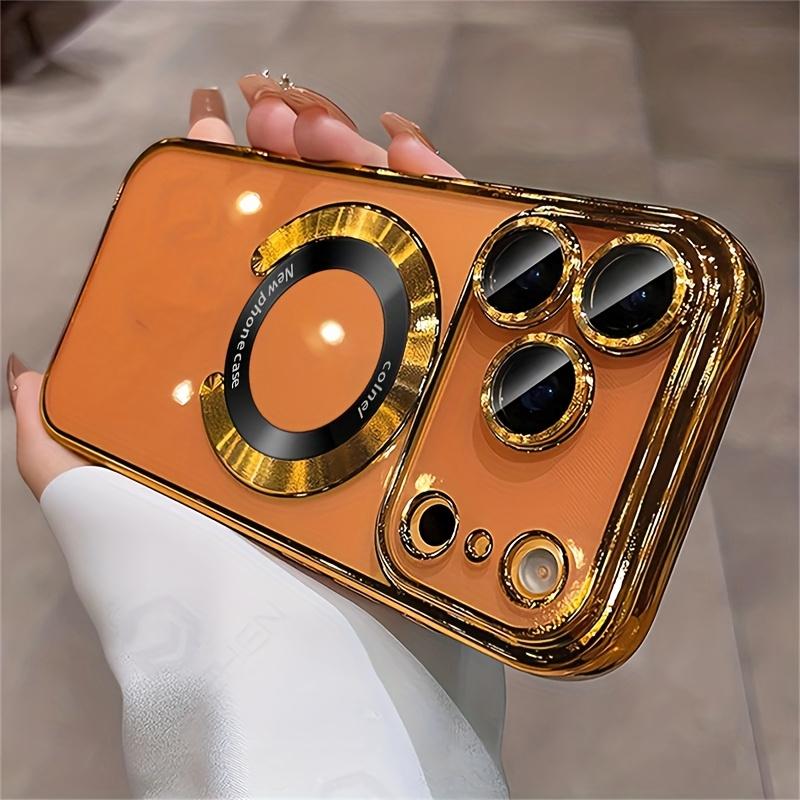 3pcs [1 Phone Case with 2X Clear Screen Protectors] transparent phone case Luxury Electroplated Transparent Magnetic Wireless Charging Phone Case Suitable for iPhone 17 Pro Max, 17 Pro, Air, 17, 16, 16E, 15, 14, 13, 12, 11 Pro Max Plus with metal