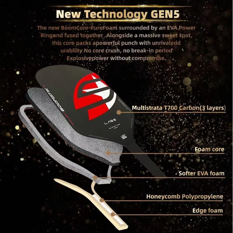 Boomstik Carbon Fiber T700 Pickleball Paddle, Foam Core for Better Control, 16mm Thick Hot Formed, High Friction Surface, Ideal for Competitive Players