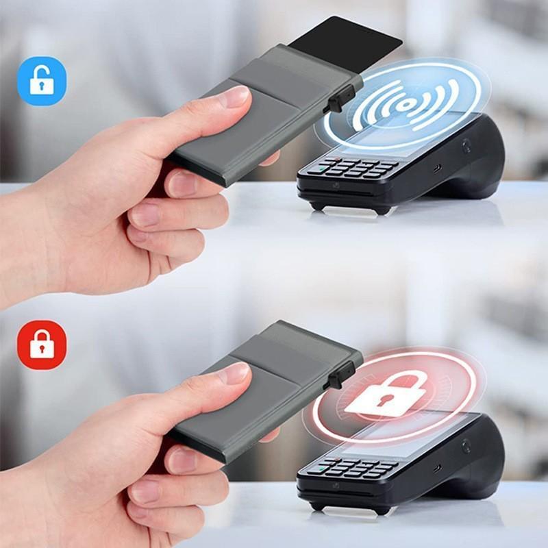 Multifunctional Men's Card Holder Wallet, Minimalist Style, Auto Pop-Up, Rfid Protection, Aluminum Credit Card Case, Ideal for Outdoor Office, Gift Recommendation