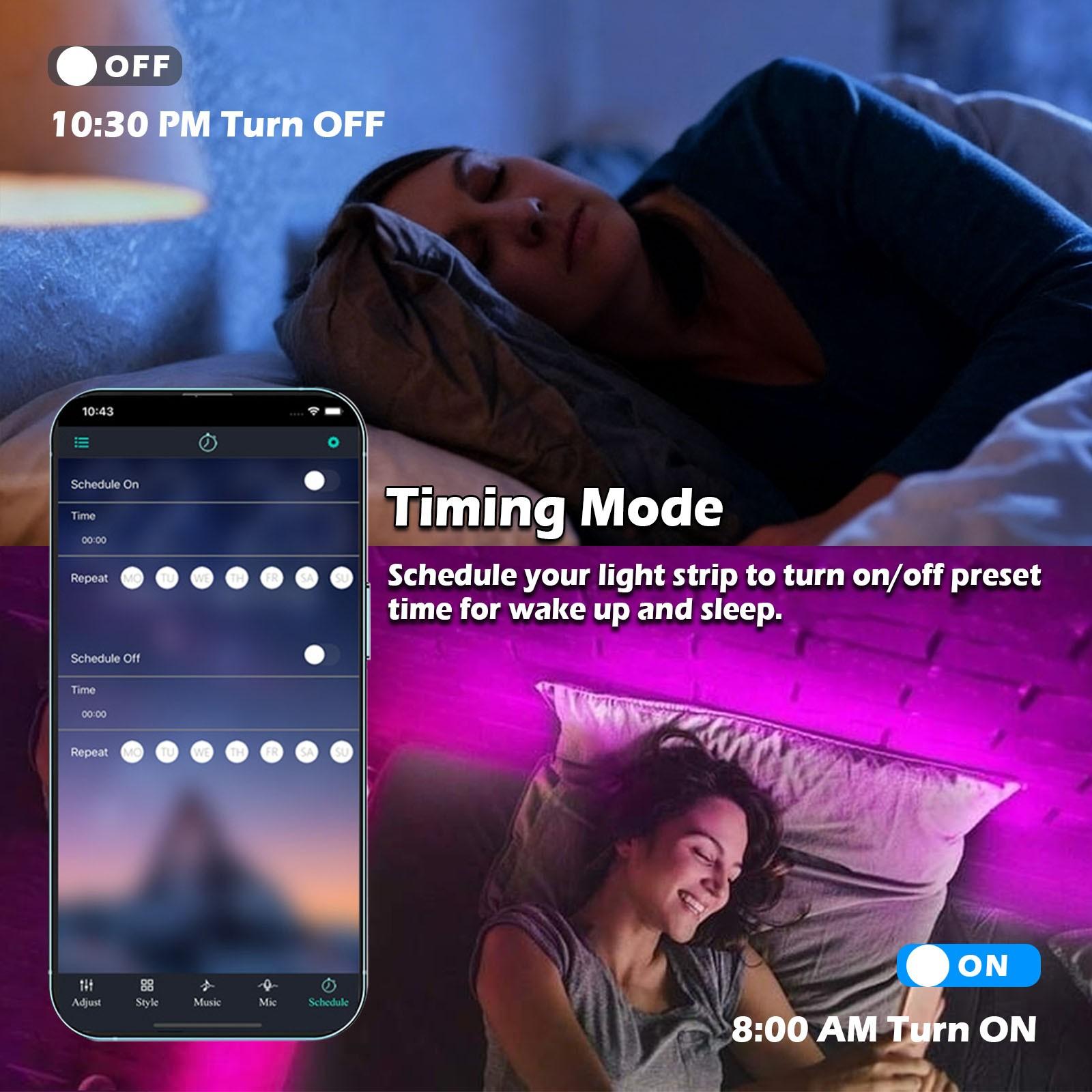 39.37-1574.8 Feet LED Smart Light Strip, APP or Remote Control with 44 Key Remote, Adjustable Color and Brightness, Light Dimmable for Home Decor