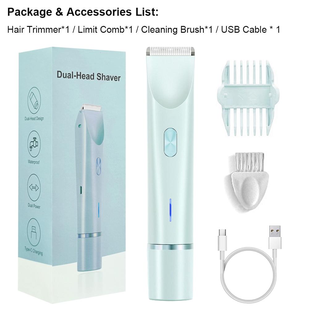 Summer Women's Electric Bikini Trimmer, Bikini Shaver, Rechargeable 2-In-1 Body & Facial Hair Remover, Waterproof Wet/dry Use, Christmas Gift
