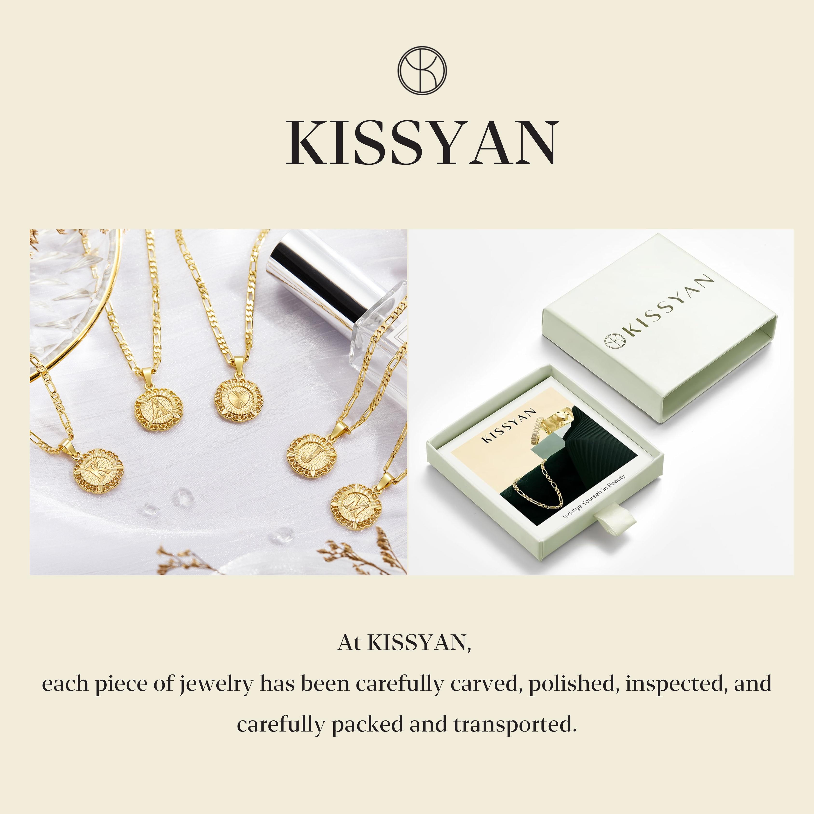 KISSYAN Initial Necklace For Women Girl, 14K Gold Plated Round Letter Pendant Necklace Capital Monogram Necklace Alhpabets from A-Z Figaro Chain Necklace TikTokShopBlackFriday