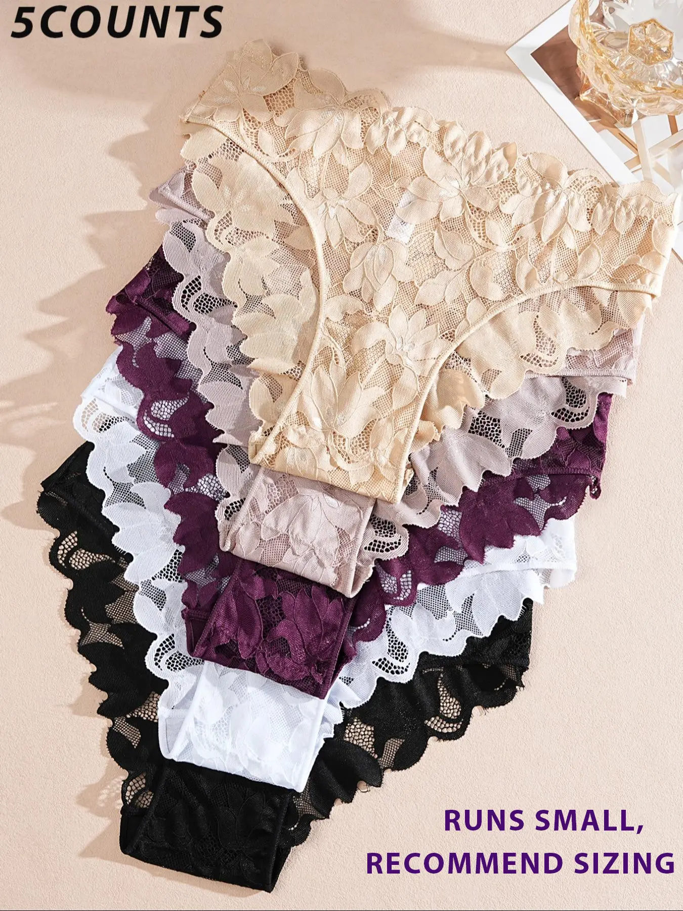 Women's Sexy Floral Lace Underwear Set, Fitted Comfort Breathable Panties, Multi-Color Hollow Out Lingerie for Women Daily Wear, Womenswear, Breathable Lace Knicker