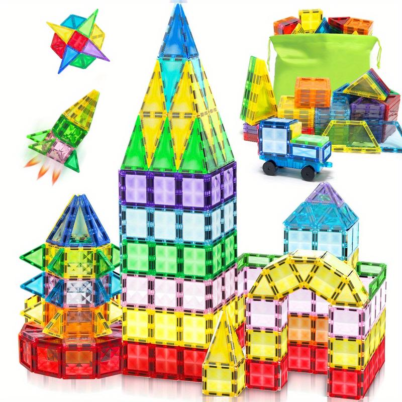 DIY Magnetic Building Blocks Set, Magnetic Tiles, Castle Diamond Face, 3D Magnetic Assembly, Sensory Creative Kids Toy, 3+ Boys Girls Birthday Gift