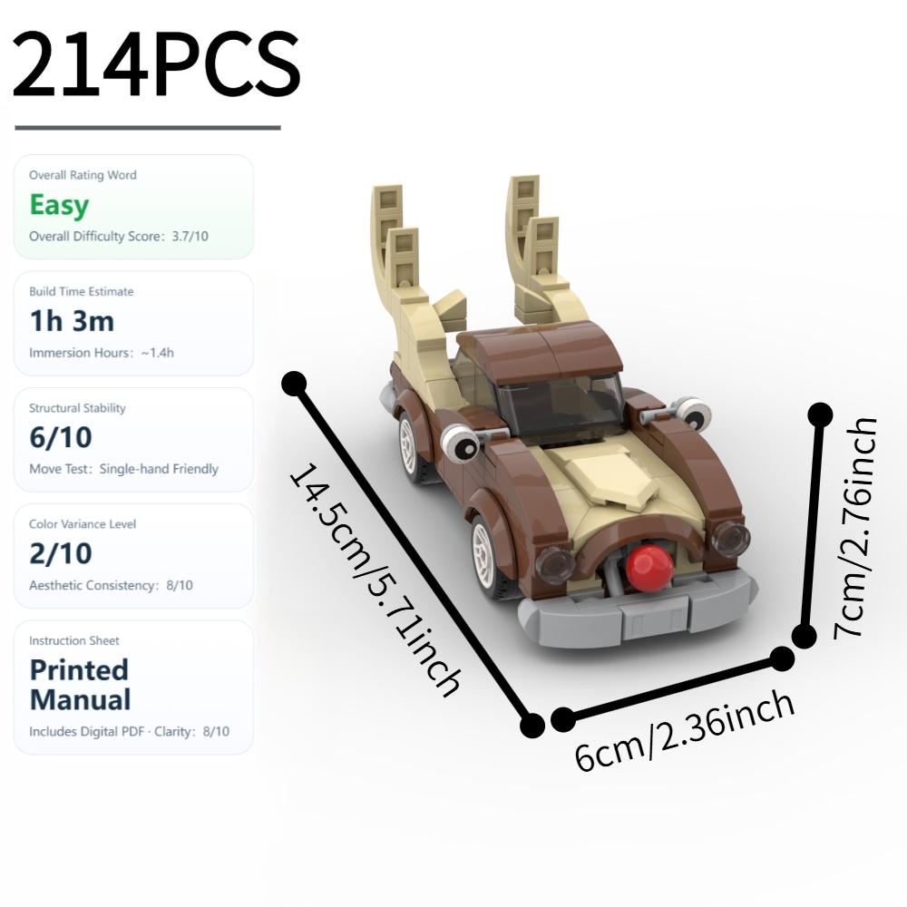 214PCS Red Nose Racing Car Bricks Building Blocks Set, ABS Plastic Construction Toy, DIY Mini Racing Car Model Kit, Creative Vehicle Block Toy, Easy to Assemble Educational Bricks, Desk Display Ornament Collectible, Home Bedroom Office Decoration