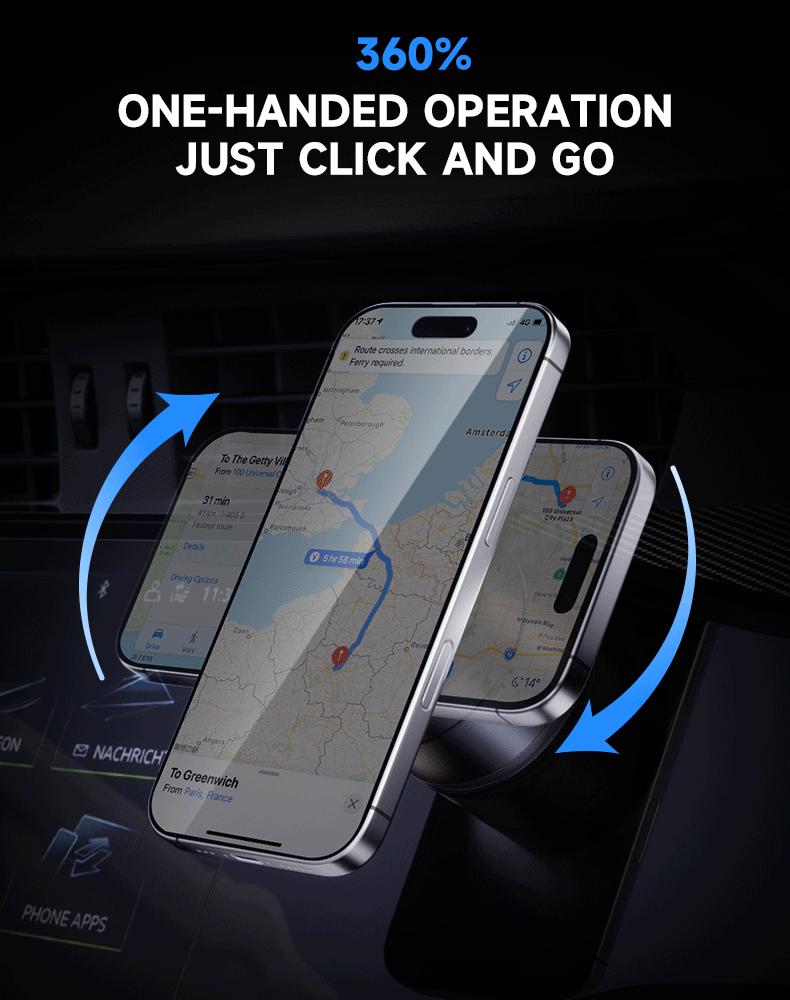 MAGIC JOHN 360° Rotating Magnetic Phone Holder Secure & Adjustable Stand for Car, Desk, Kitchen & Gym