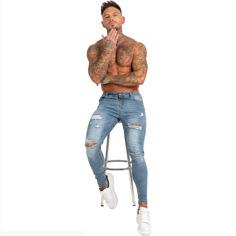 GINGTTO Men Skinny Jeans Slim Fit Stretch Elastic Waist Denim Pants