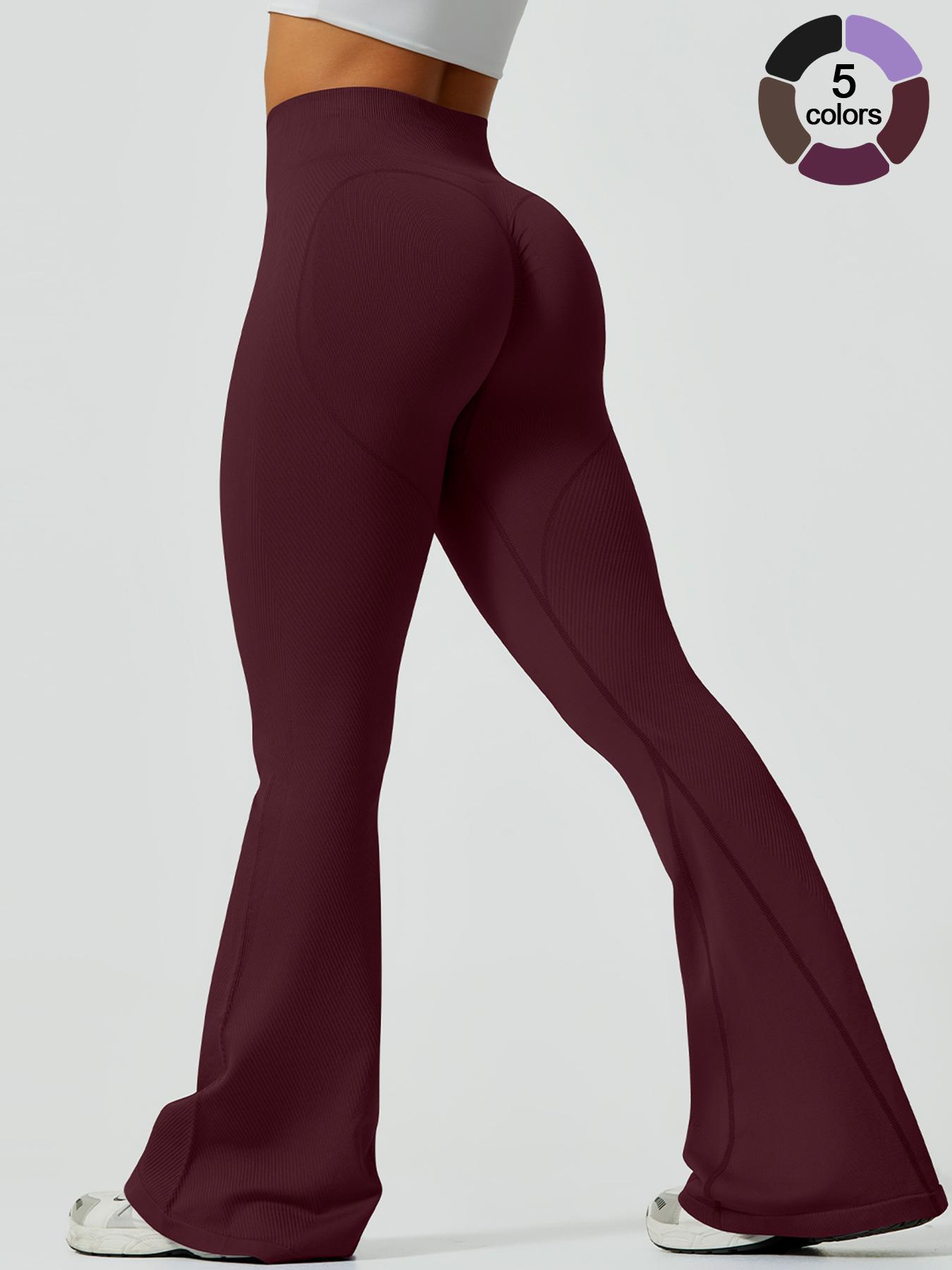 Women's Solid Color Flare Leg Sports Leggings, Comfy Breathable High Waist Bell Bottom Yoga Leggings, Ladies Sportswear for Indoor Outdoor Wear, Flared Yoga Bottoms