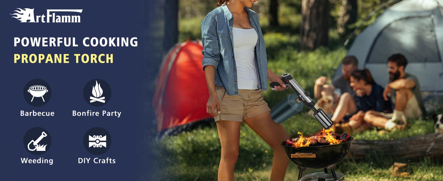 ARTFLAMM Powerful Propane Torch Gun, Grill Gun with Turbo Mode & Safety Lock, Charcoal Torch, Kitchen Blow Torch for Cooking, BBQ, Searing Steak (Tank Not Included)