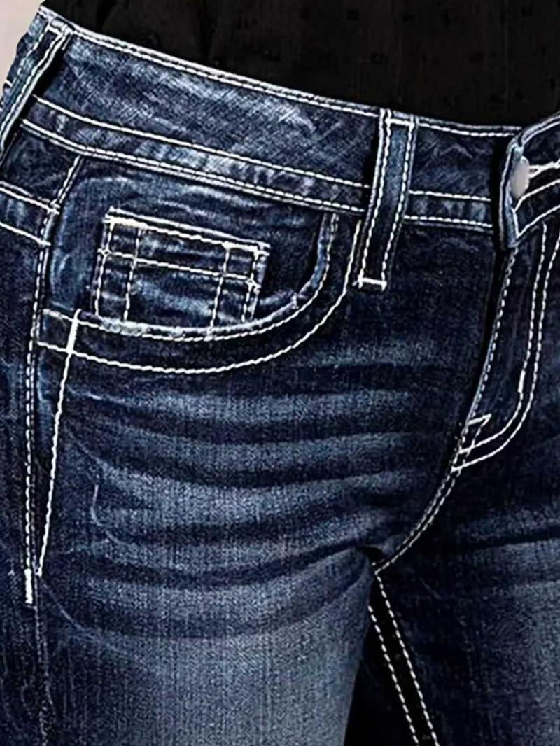 Vintage Embroidered Women's Casual Flare Denim Jeans, Retro Style High Waist Jeans, Comfortable and Stylish Ladies' Fashion Vintage Embroidered Women's Casual Flare Denim Jeans, Retro Style High Waist Jeans, Comfortable and Stylish Ladies' Fashion