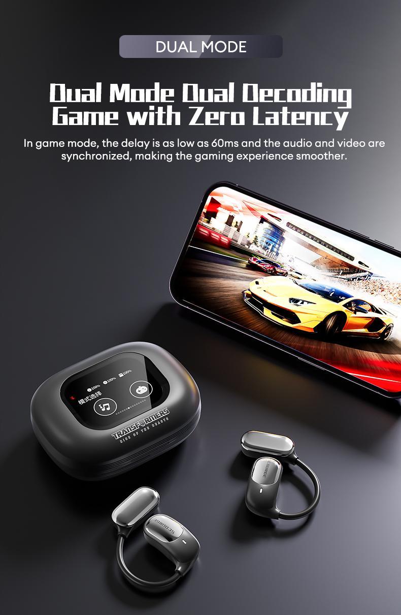 TRANSFORMERS TF-T78 OWS Touch Screen Bluetooth Earphones with Built-in 169-Language Translation, Support Playing Music & Phone Calls, Wireless Open Free Headphones Adaptive Anc Earbuds Tws Earbuds Audio Electronic Headset