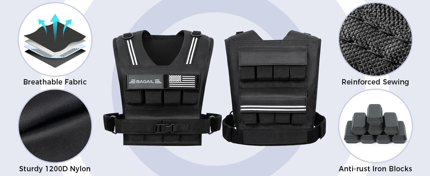【SummerVibes】BAGAIL Adjustable Weighted Vest for Men & Women - 20lbs/30lbs/40lbs Removable Iron Weights, Heavy Duty Fitness Vest for Strength Training, Walking Running, Home Workouts
