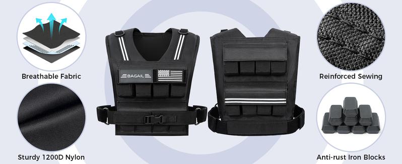 【JumpstartSale】BAGAIL Adjustable Weighted Vest for Men & Women - 20lbs/30lbs/40lbs Removable Iron Weights, Heavy Duty Fitness Vest for Strength Training, Walking Running, Home Workouts