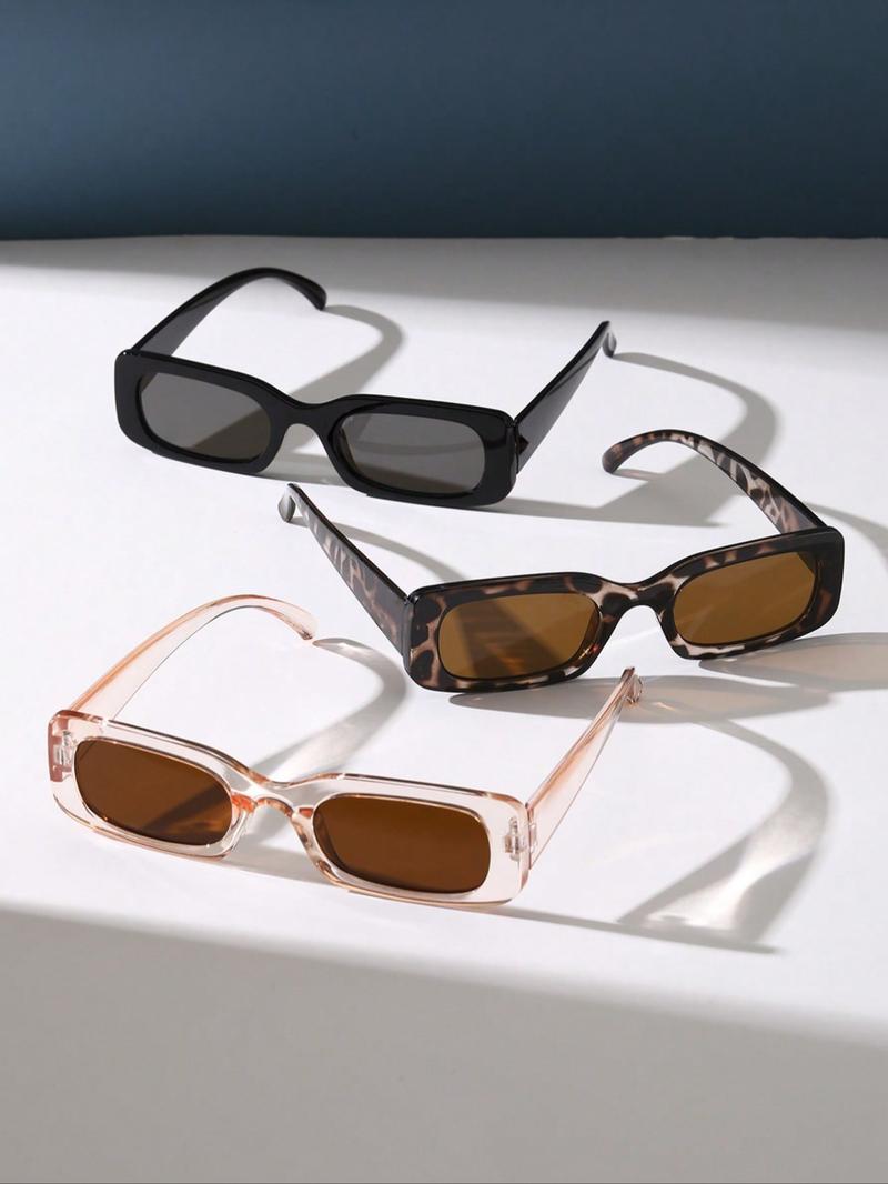 Women's Rectangular Vintage Multicolor, Perfect for Daily Wear, Driving, Fishing, Outdoor Leisure Activities, Trendy Styling Sunglasses