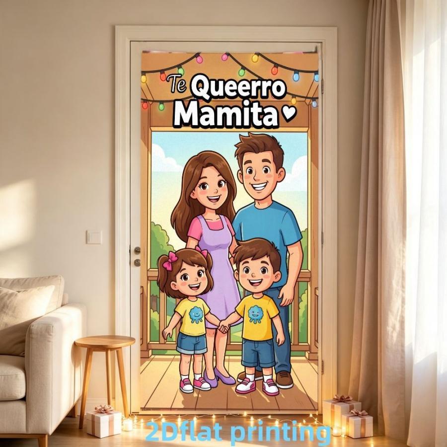 2D Flat Banner 1pc, Family Portrait Background Cloth, Mother's Day Blessing Curtain, Home Party Decor, Polyester Material, Multiple Sizes Available