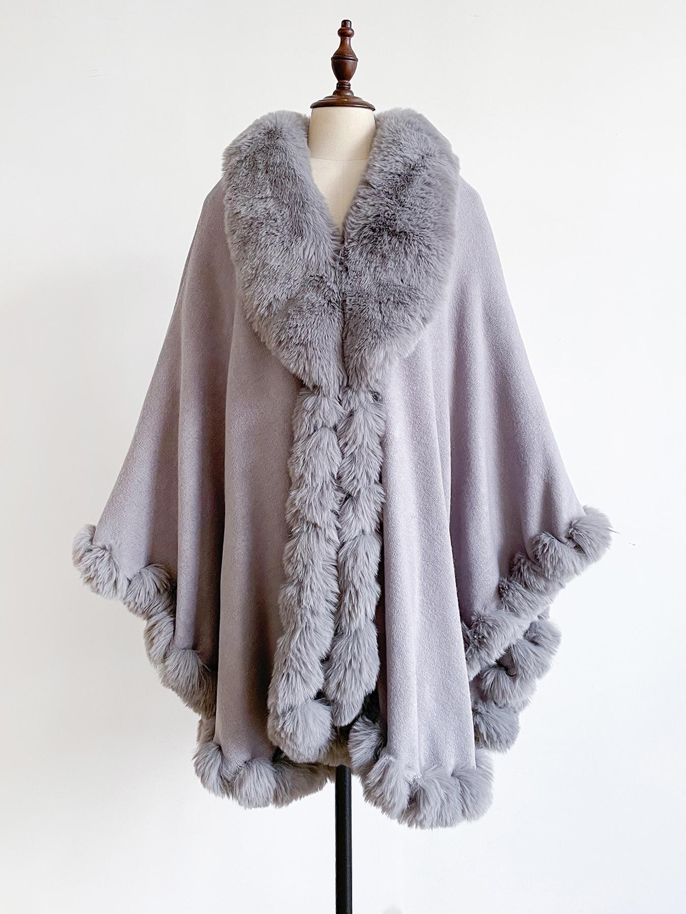 Luxurious Warm Plush Cape for Winter, Gradient Color Casual Fashion Accessory, Elegant Addition for Cold Weather, Fluffy Soft Scarf