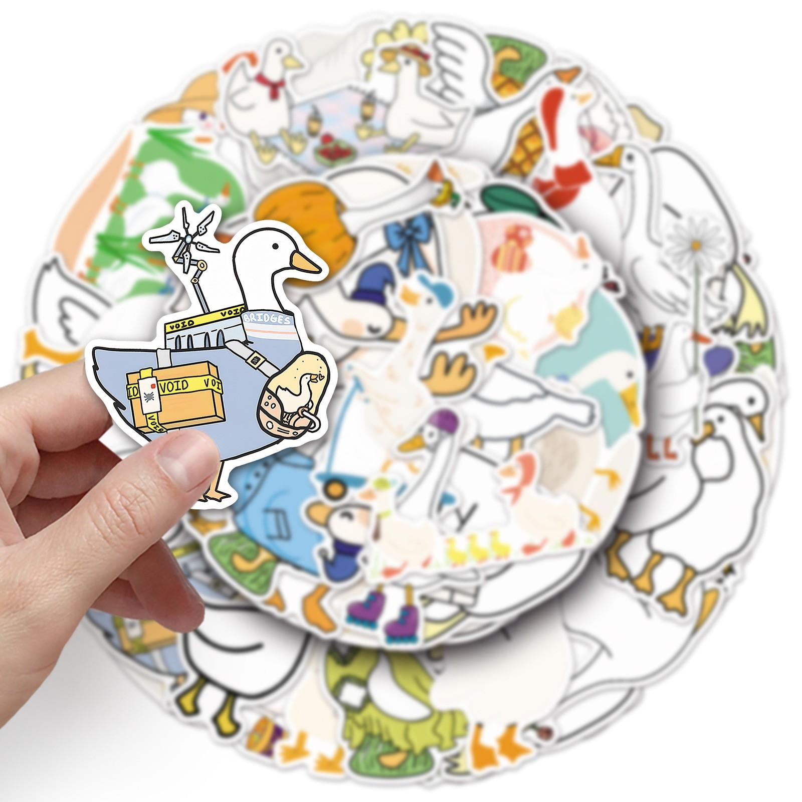 50pcs Cute Goose Stickers, Kawaii Goose Waterproof Vinyl Decals, Cartoon Animal Stickers for Laptop, Water Bottle, Luggage, DIY Scrapbook