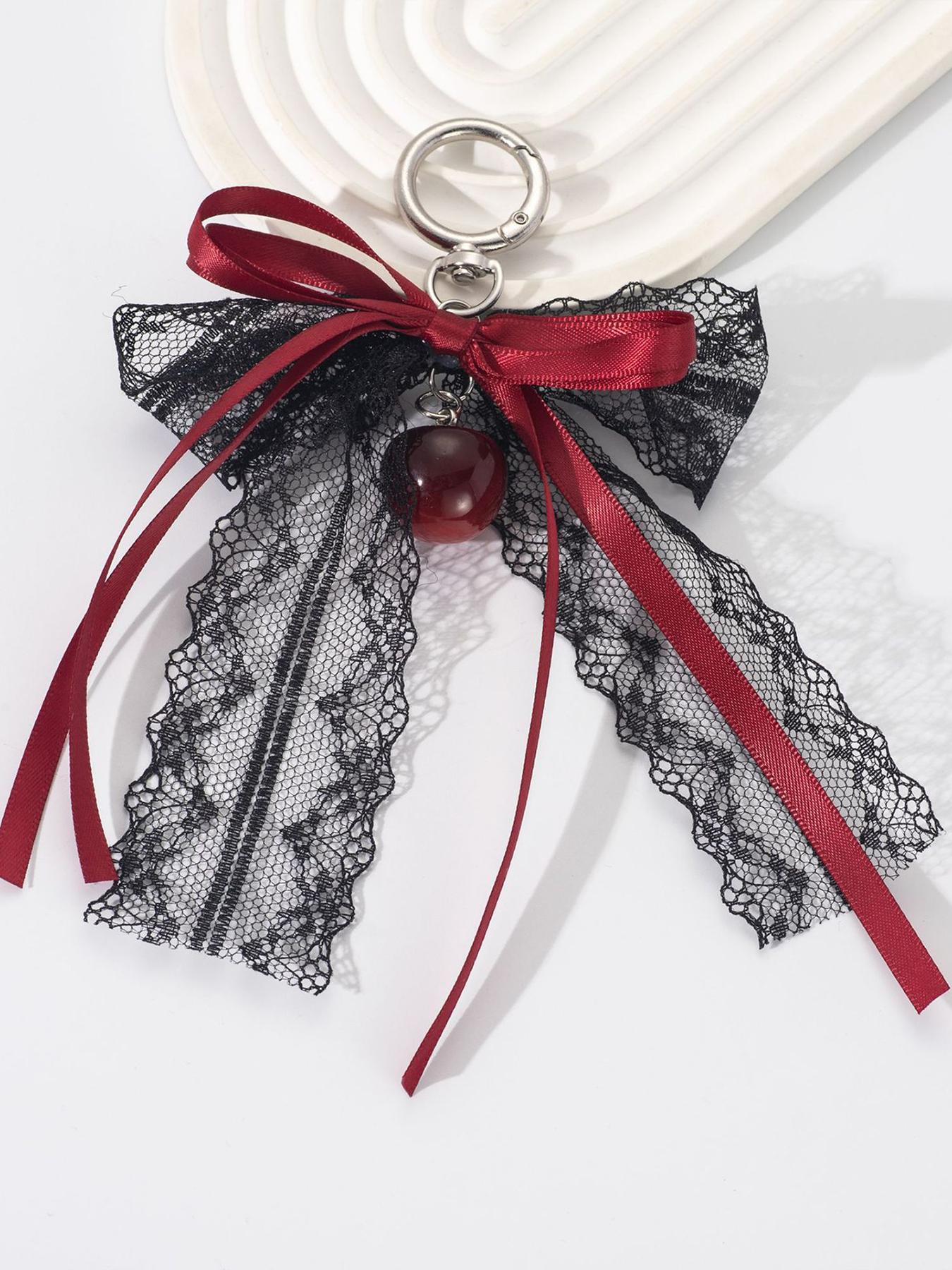 Christmas gift dark elegant lace pendant, niche exquisite simple exquisite, Gothic sweet black lace exquisite pendant, fashion versatile simple classic design, suitable for daily travel, small gifts, Bag Pendant Keychain Fashion Accessory
