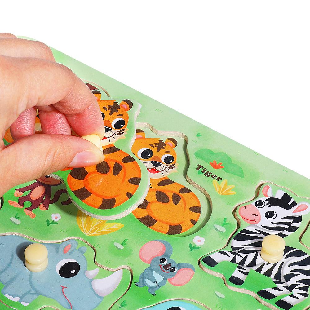 edutree Wooden Peg Puzzles for Toddlers 1 2 3 4, 6 Pack Educational Peg Puzzles Montessori Toys, Learning Puzzles for Kids Girs Boys with Alphabet Number Animal Vehicle Shape, Halloween gift