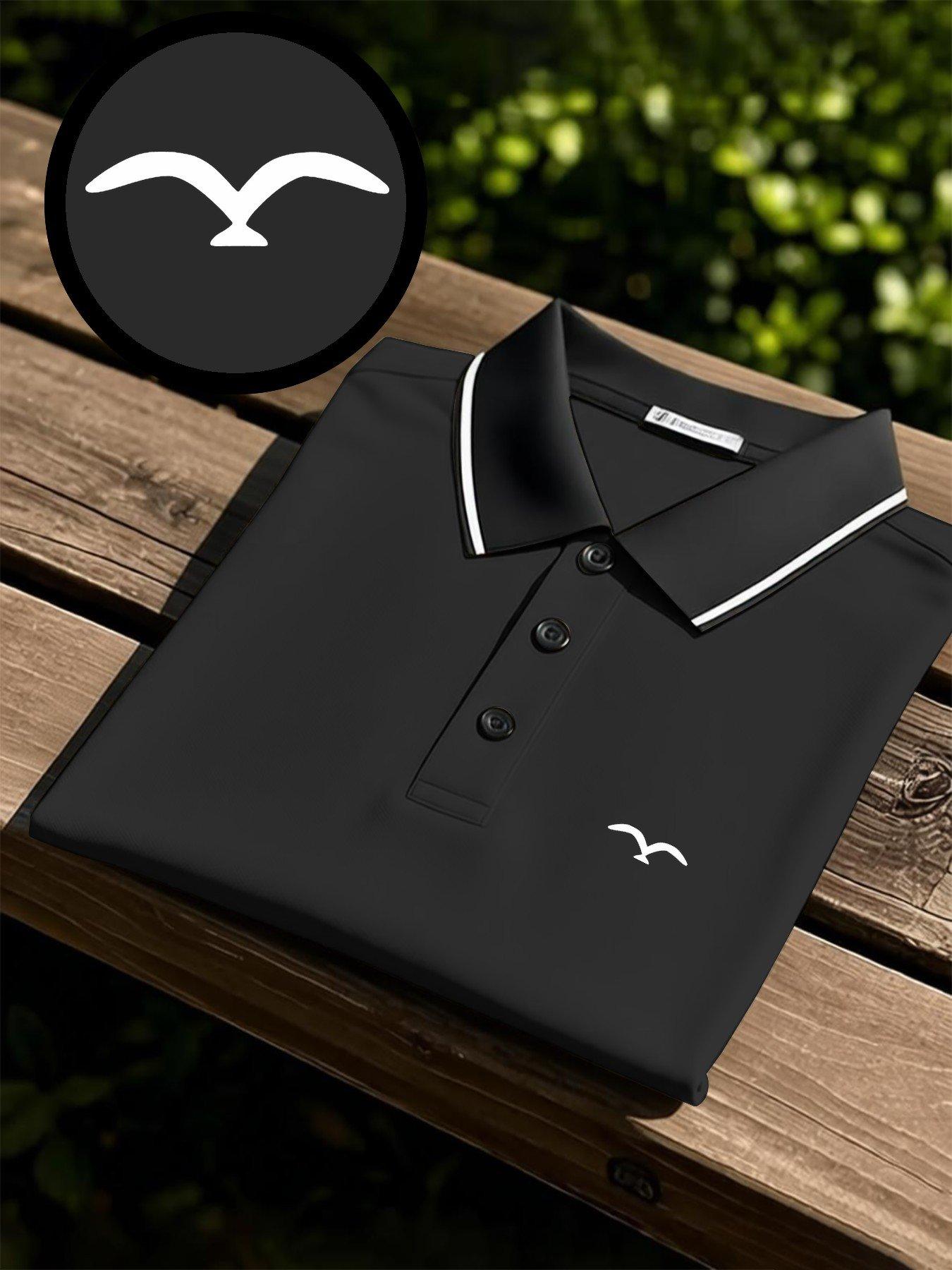 Men's quick-dry short-sleeve polo shirt with a flying bird strength print design. Breathable and comfortable for sports wear, colorfast, with a body-hugging tailored fit, sweat-wicking and non-sticky, made with durable craftsmanship.
