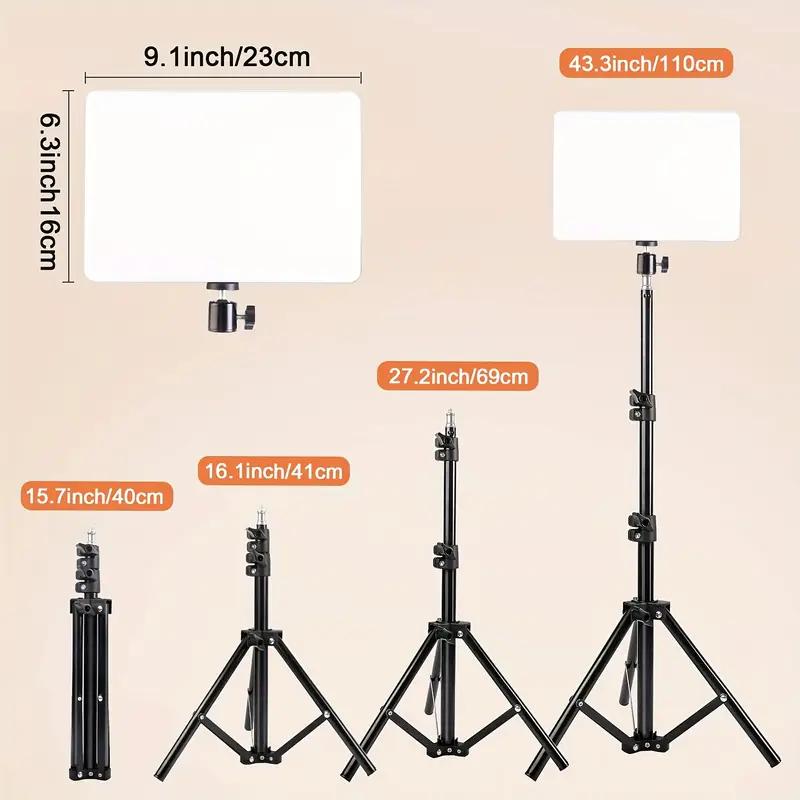 2PCS 10" LED Video Light Panel Kit with Telescopic Tripod, Video Light Adjustable 2200K-4500K Temperature for YouTube Creators, Live Broadcast Studio and Smartphone Lighting Solutions, #valentine's#Spring Break