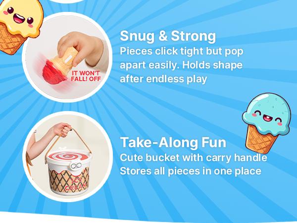 JoyCat Ice Cream Preschool Learning Activities Counting and Color Sorting Set Stacking Toys, Montessori Stacking Fine Motor Skills Toys