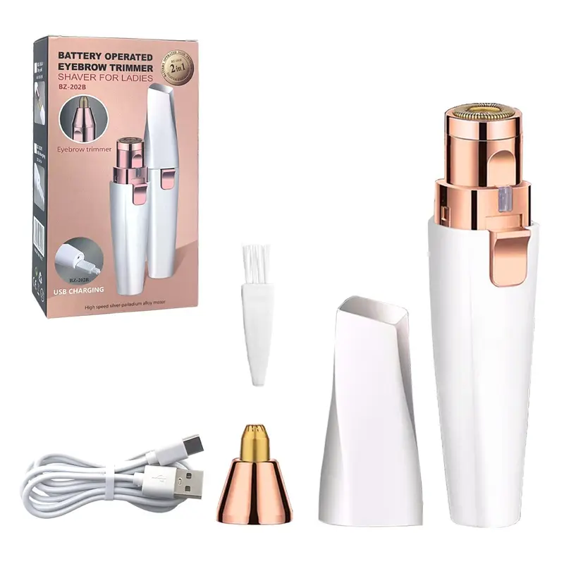 Electric Eyebrow Trimmer 2 in 1 Portable Face Hair Removal Tool, Eyebrow Shaper, Pain-Free Facial Hair Remover with LED Light, Perfect Gift for Her
