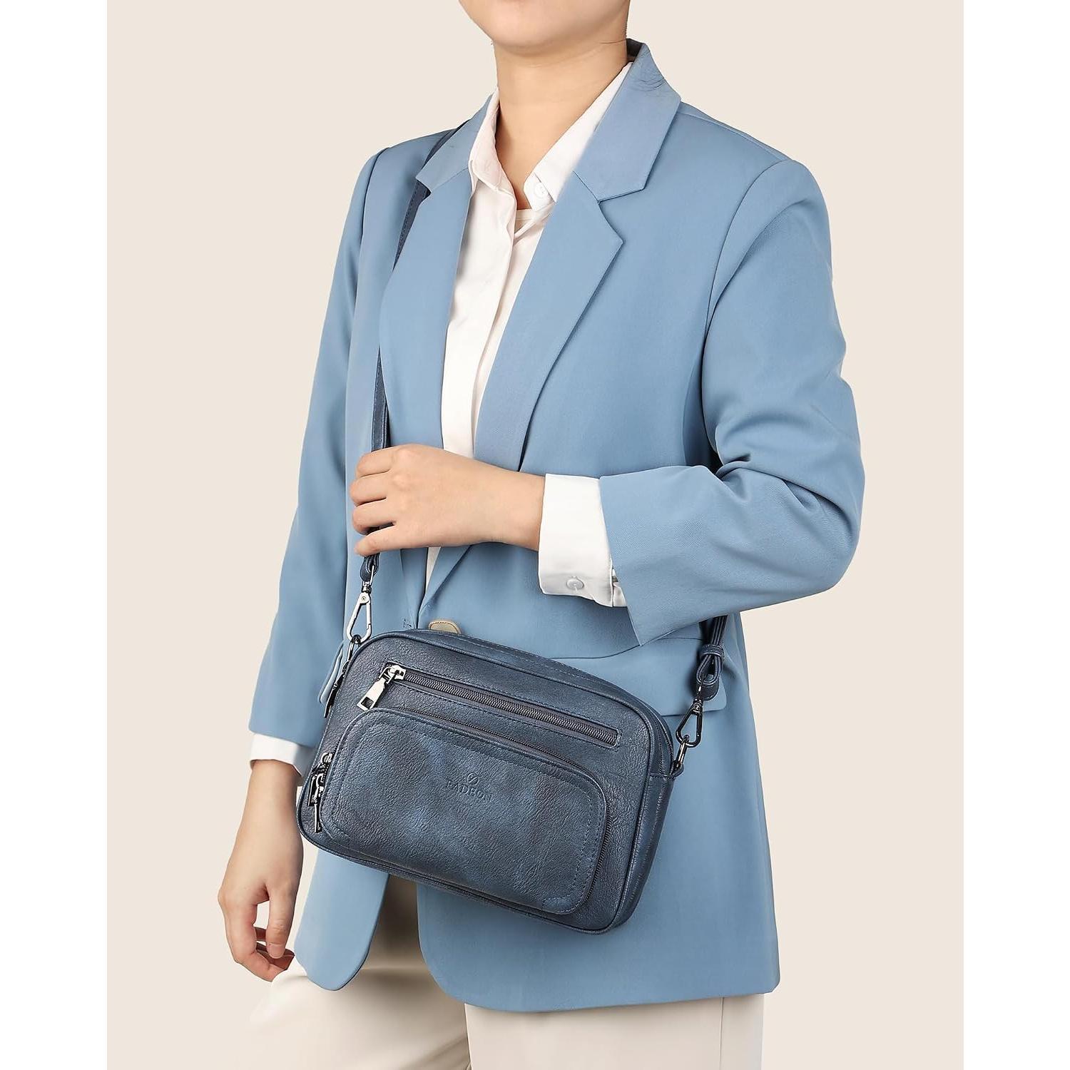 Crossbody Bags Women Men, RFID Large Capacity Purse Double-Zip | Vegan Leather Crossbody with RFID 4 Card Slots, Multi-Pockets & Wide Strap, Large Capacity for Work, Travel & Daily Use