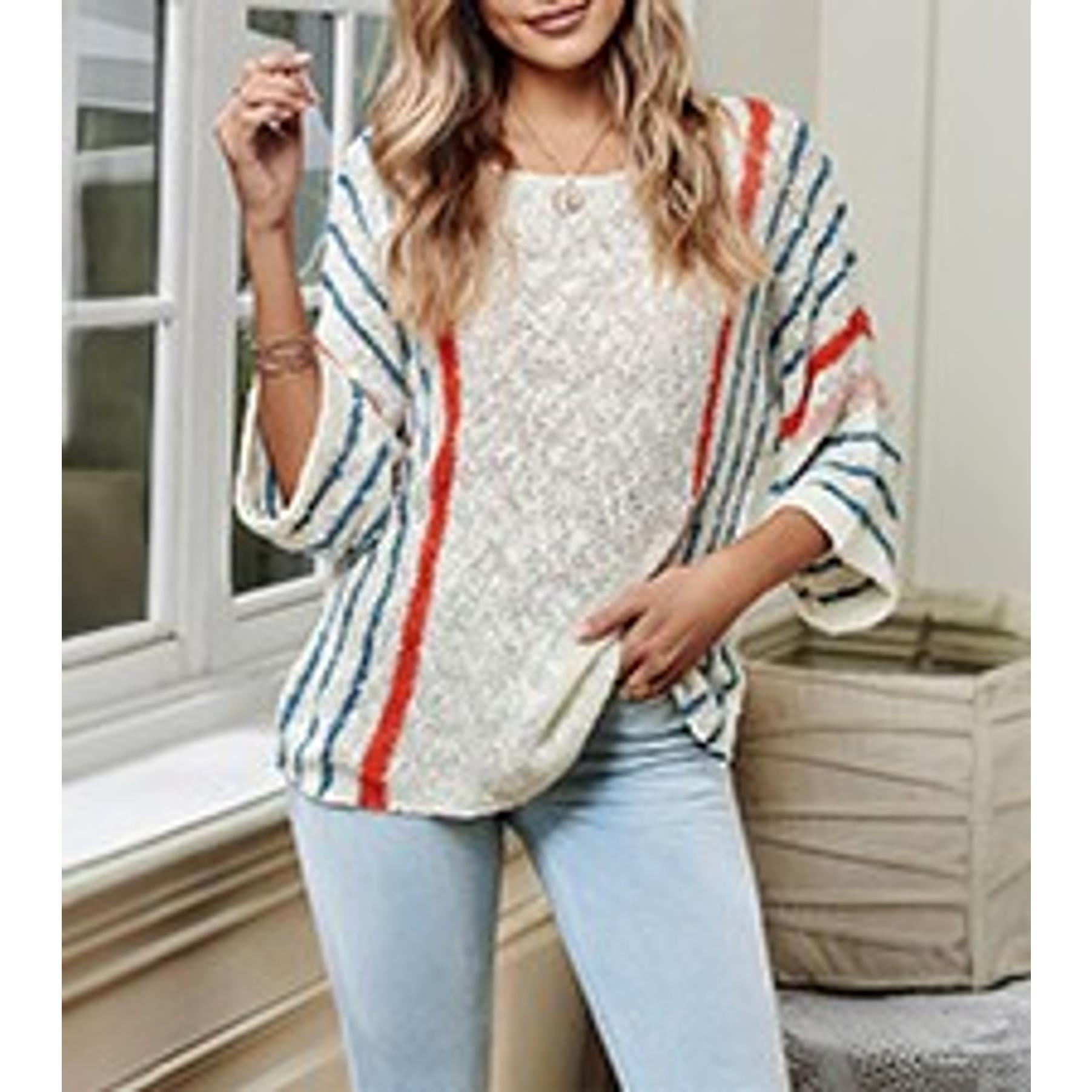 Women's Summer Scoop Neck Short Sleeve Crochet Hollow Out Knit Sweater Top Casual Pullover Beach Cover Up