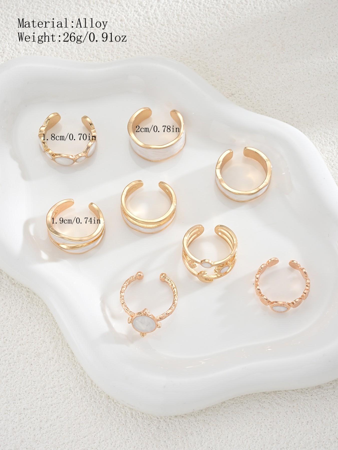 8-Piece Boho Floral Ring Set, Sun Moon Star Design, Zinc Alloy Material, Perfect for Daily Wear, Travel, Parties, Gift Idea