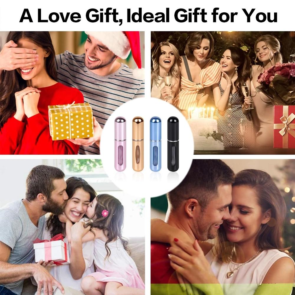 Mini 5ml Refillable Perfume Atomizer - Leak-Proof Travel Spray Bottle, TSA Approved for Airplane. Perfect Portable Fragrance Container Gift for Women, Men, Friends & Couples.