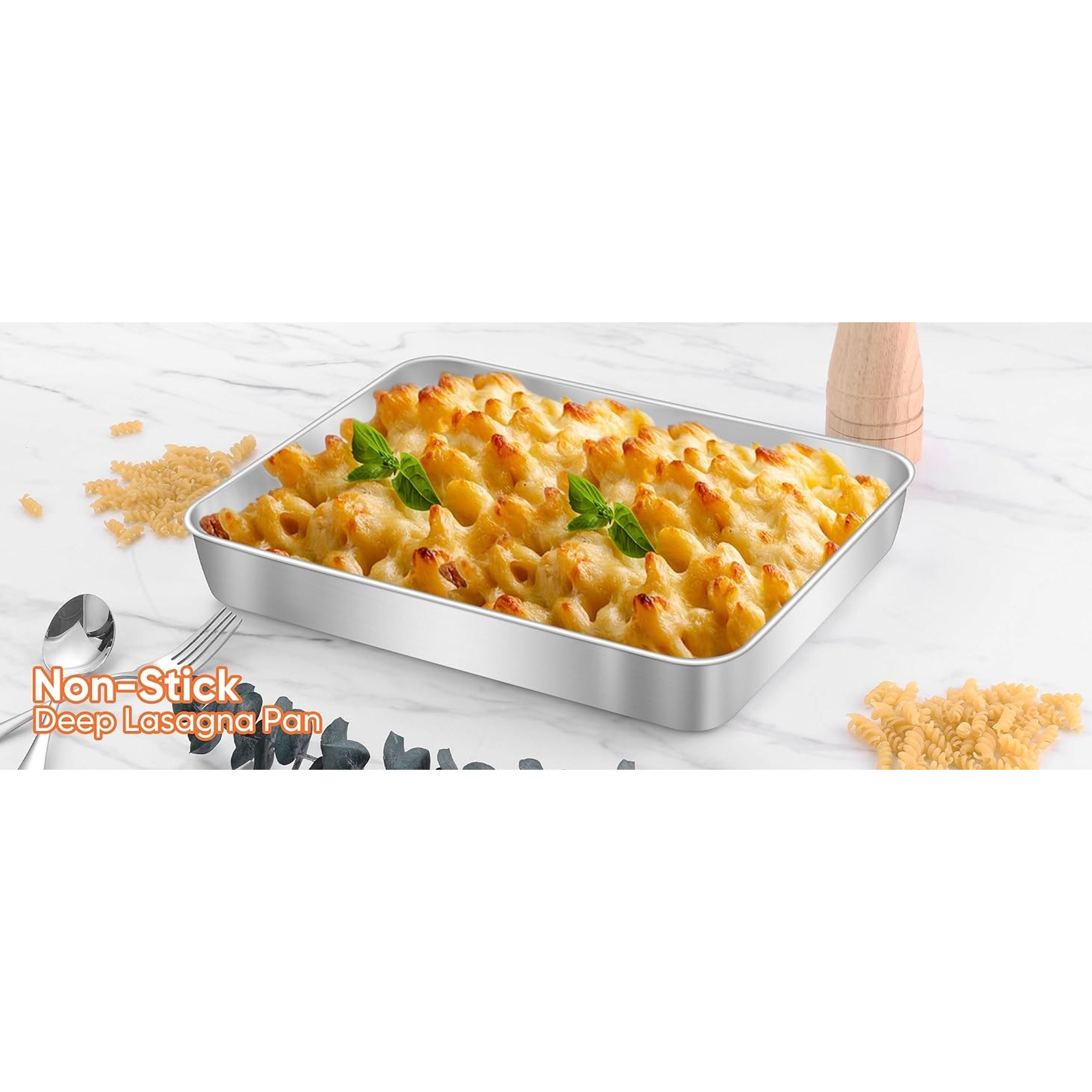Rectangle Cake Pan Set of 2, 9 X 12 X 2 Inch Stainless Steel Baking Pan for Oven, Lasagna Brownies Casseroles Cakes Bakeware, Dishwasher Safe Rectangle Cake Pan Set of 2, 9 X 12 X 2 Inch Stainless Steel Baking Pan for Oven, Lasagna Brownies Casseroles Cakes Bakeware, Dishwasher Safe