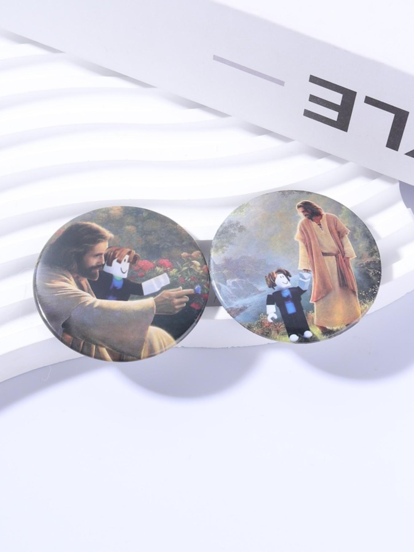 4PCS Cartoon Game Meme & Jesus Design Tinplate Soft Button Pins , Creative Game Metal Pins Backpack Clothes Lapel Jacket Badge ,Unisex Daily Accessory,Fashion Jewelry Gift for for Fans Collectors