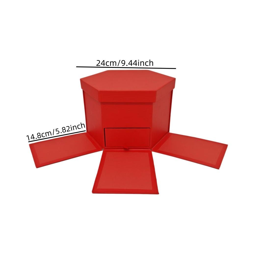 Hexagonal Flower Box with Drawer, Romantic Gift Box for Valentine's Day, Birthday, Wedding, Anniversary, Ceremony Occasion