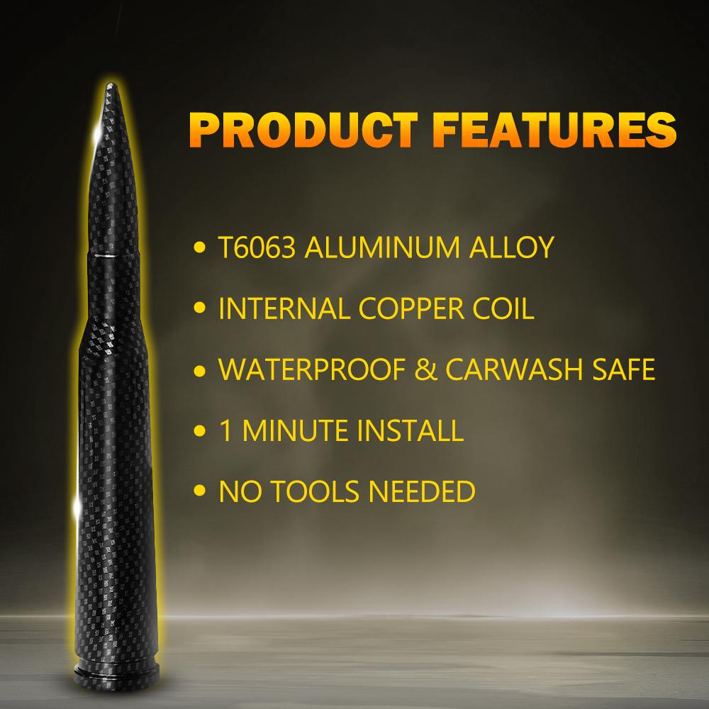 14cm Carbon Fiber Bullet Antenna Mast Power Radio AM/FM Replacement Universal