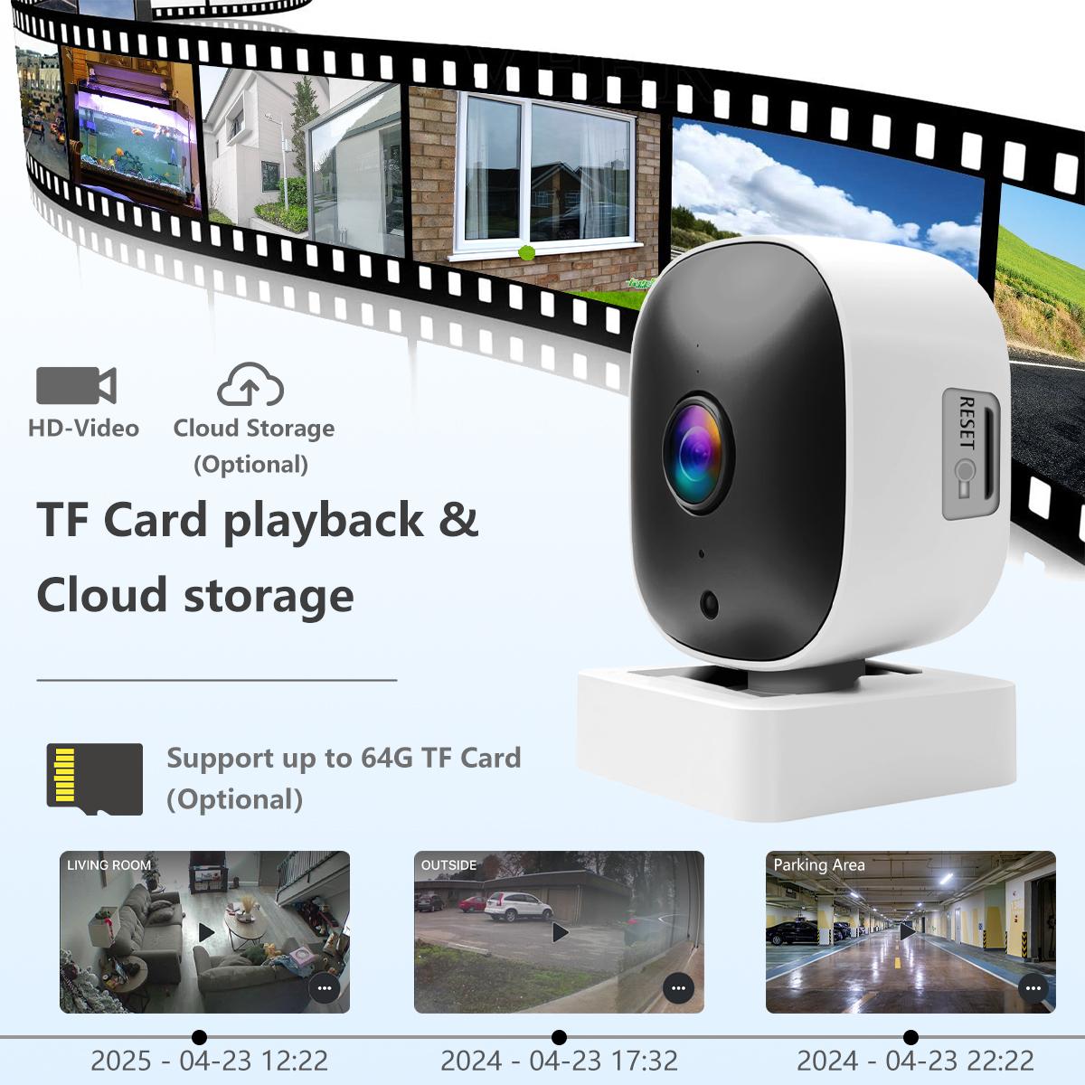 2.4G  Indoor and Outdoor Window Security Camera,,Night Vision and Motion Detection,Cloud/Memory Card Storage,24/7 Recording,2-Way Audio Talk,Easy & Quick Install, Wireless Security Cameras