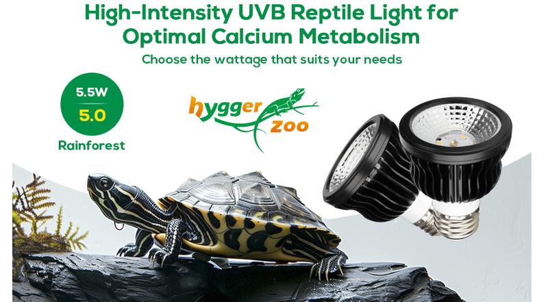 High Intensity UVB Reptile Light Bulb 5W 5.0 6W 10.0 Full Spectrum UVA UVB for Reptiles simulating Sunlight Promote Synthesis of Vitamin D3 in Reptile Pets for Turtle,Lizard,Bearded Dragon,Spider