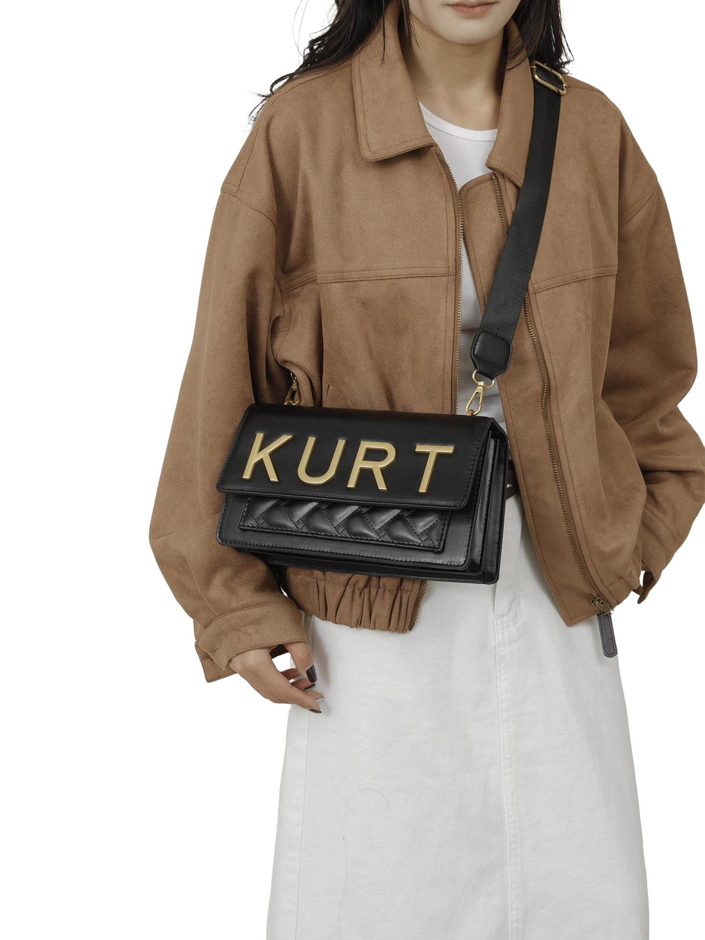 New Fashion Casual Custom Letter Metal Buckle Crossbody Shoulder Bag, Modern Solid PU Material, All Season Accessory for Women