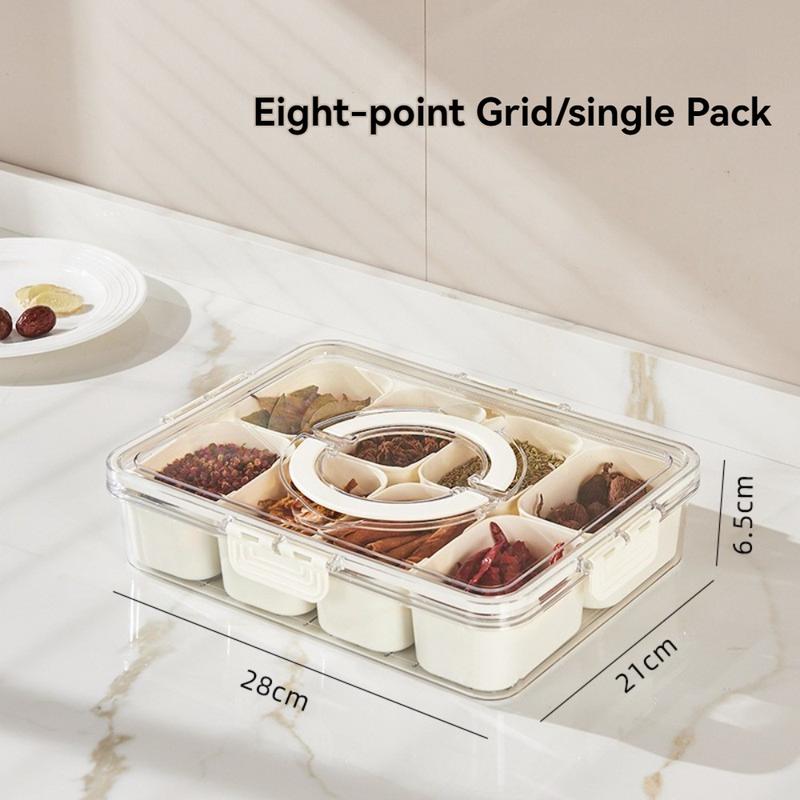 Fruits, Nuts, Snacks -Divided Serving Tray with Lid and Handle--Snackle Box Charcuterie Container for Portable Snack Platters - Clear Organizer for Candy,  Perfect for Party, Entertaining Kitchen Transparent Utensils, Summer