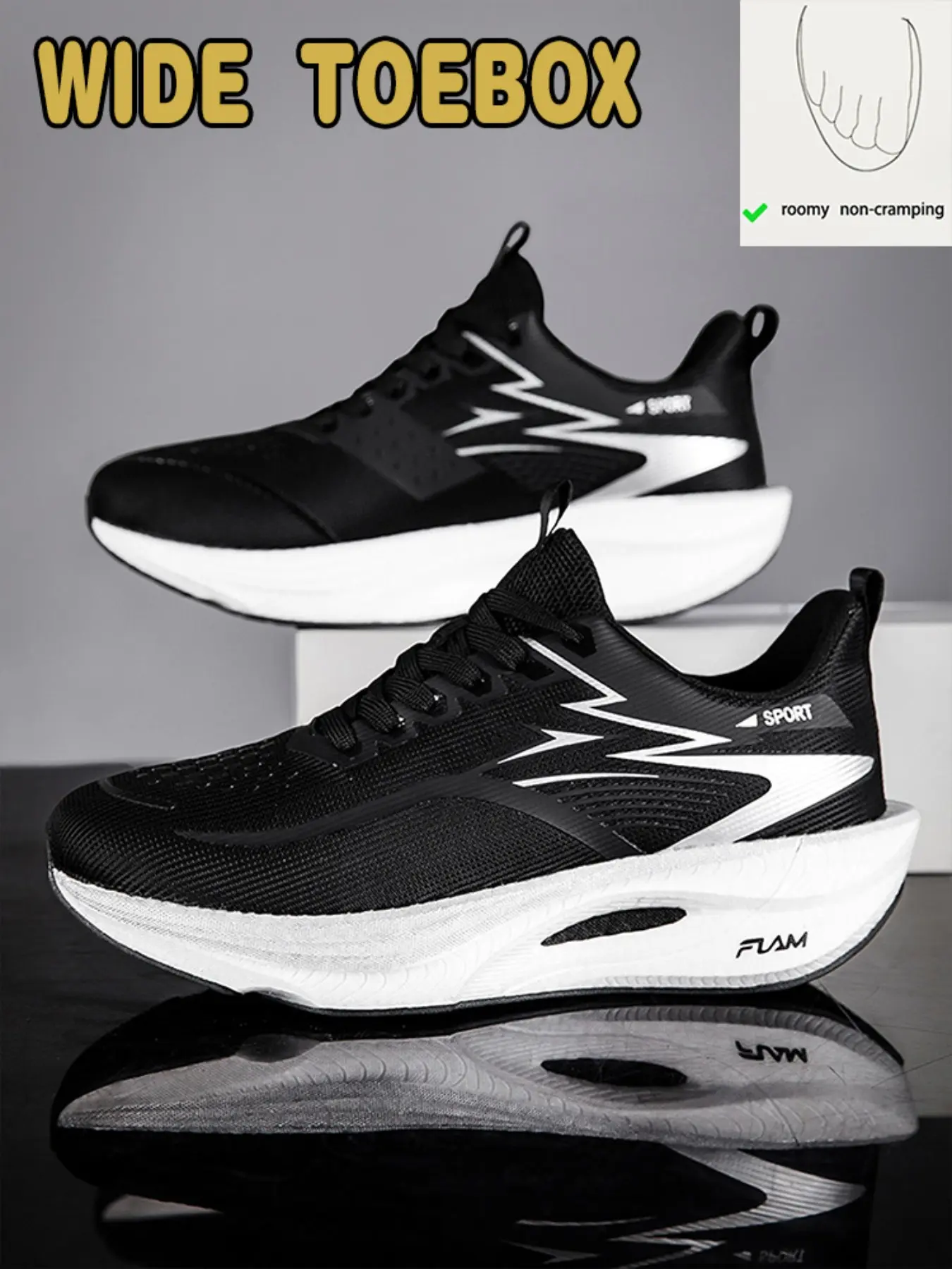 New Wide Fit Women's Casual Sports Shoes, Sporty Sneakers, Couple Barefoot Design, Men's Extra Wide Toe, Comfortable Breathable, Ideal for Fitness Yoga