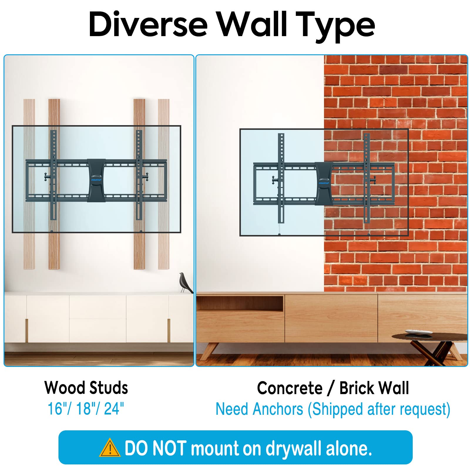 MOUNTUP 37"-82" Tilting TV Wall Mount Bracket for TV up to 120 LBS, MU0016
