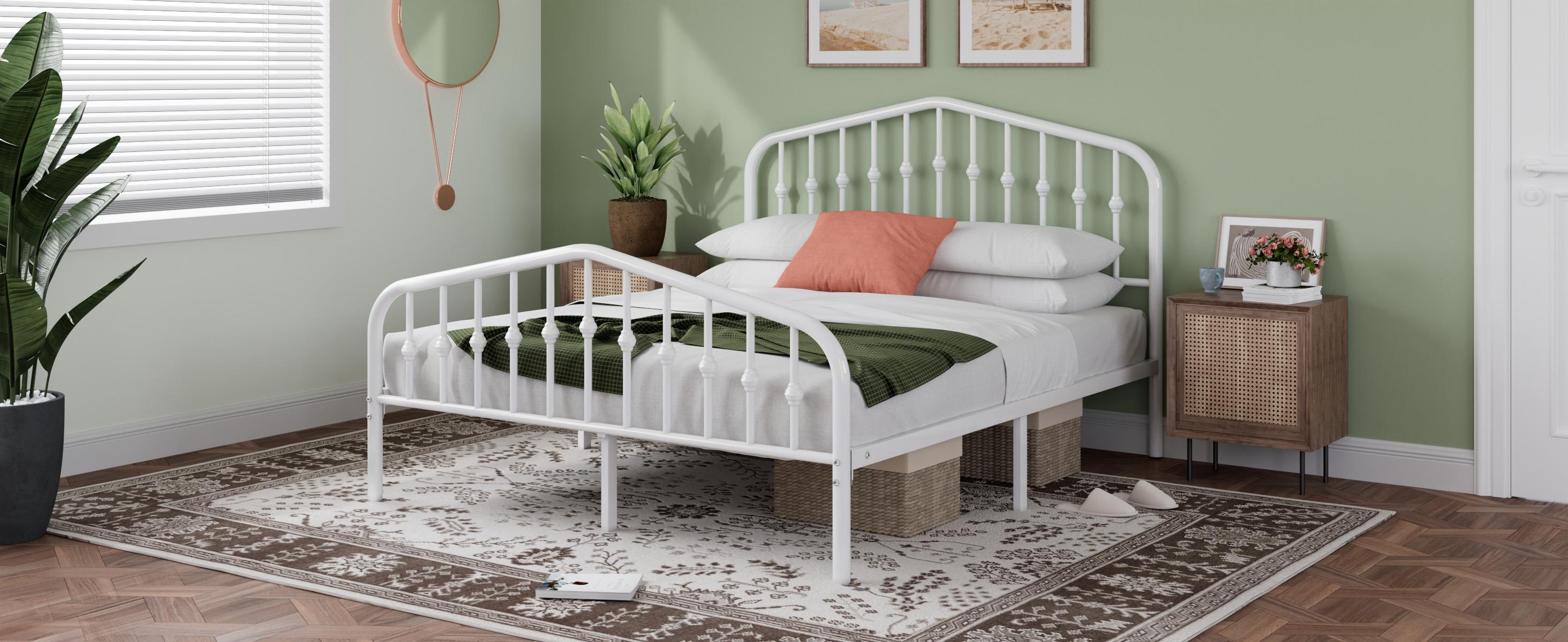 MUTICOR Full/ Queen/ King Metal Platform Bed Frame with Victorian Style Wrought Iron-Art Headboard/Footboard,【Frame Only No Mattress】No Box Spring Required,Black#TikTokShopBlackFriday #ChristmasGifts