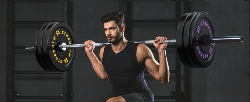 Bearbro 10/15/25/35/45LB Olympic Bumper Plates, High-Bounce Olympic Weight Plates with Colored Fleck-Rubber Weights Plates for Weight Lifting and Strength Training