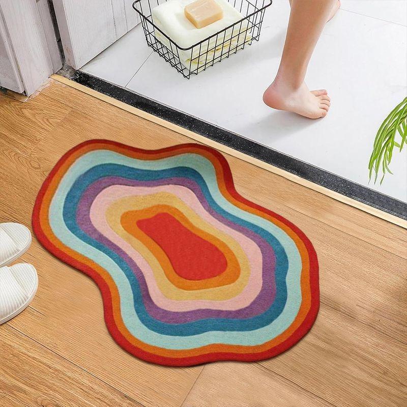1pc Dopamine Rainbow Color Carpet Gradient Bedroom Decor Decorative Rug Irregular Shape Soft Area Rug Bedside Plush Carpet Luxury Ins Style Living Room Carpet Home Large Area Lounge Closet Carpet Washable Study Lounge Anti-slip Floor Mat
