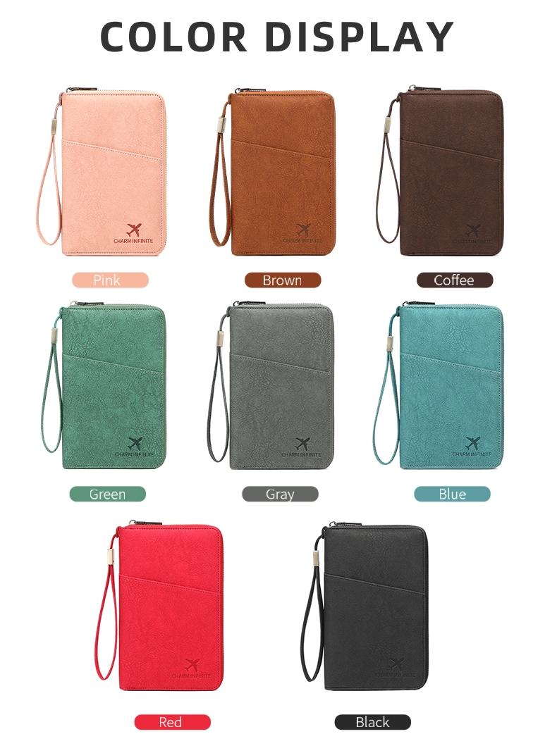 New RFID Blocking Passport Holder, Holds Multiple Passports, Travel Document Organizer, Skin-Friendly Zipper Wallet, Detachable Wrist Strap, Passport Cover